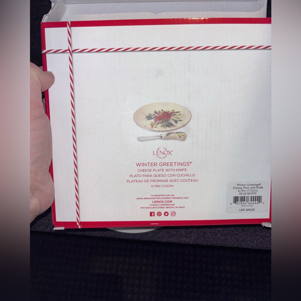 Lenox Festive Cardinal Plate and Spreader Set - Picture 5 of 5
